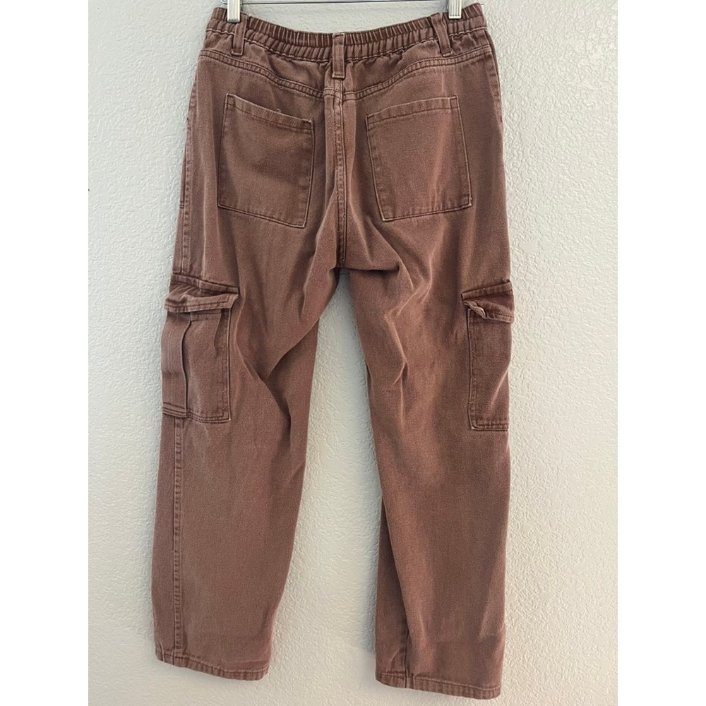 Unbranded Purple-Brown Cargo Pants Womens Medium High Rise Straight Leg Utility - Picture 4 of 8